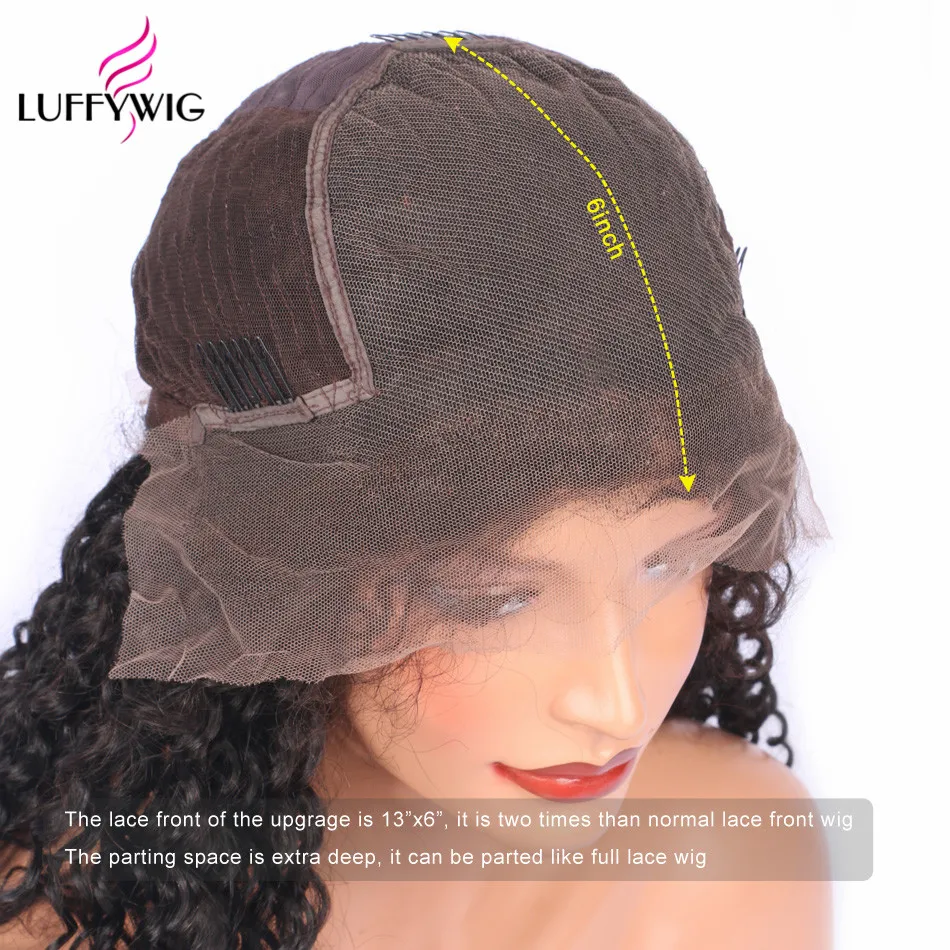 LUFFYHAIR 13x6 кружевные передние человеческие волосы парики с детскими волосами 250% плотность натуральные волнистые кружевные передние парики бразильские волосы remy