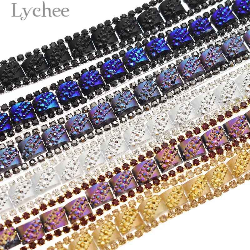 Lychee Life 1 ярд цветной кружевной отделкой стразы с кристаллами лента для шитья
