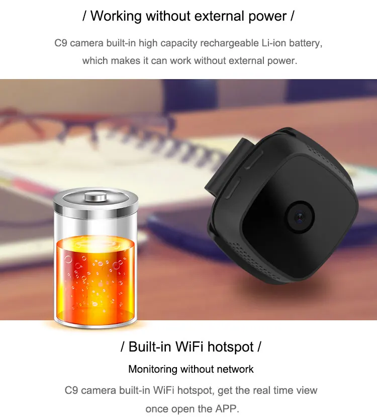 Мини-камера Wifi 720 p IP наружное ночное видение Android Беспроводная маленькая автомобильная видеокамера с обнаружением движения HD спортивная портативная камера