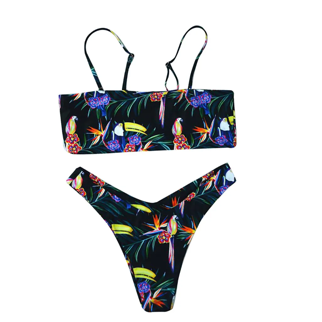 Женский сексуальный купальник-бикини с цветочным принтом комплект из двух