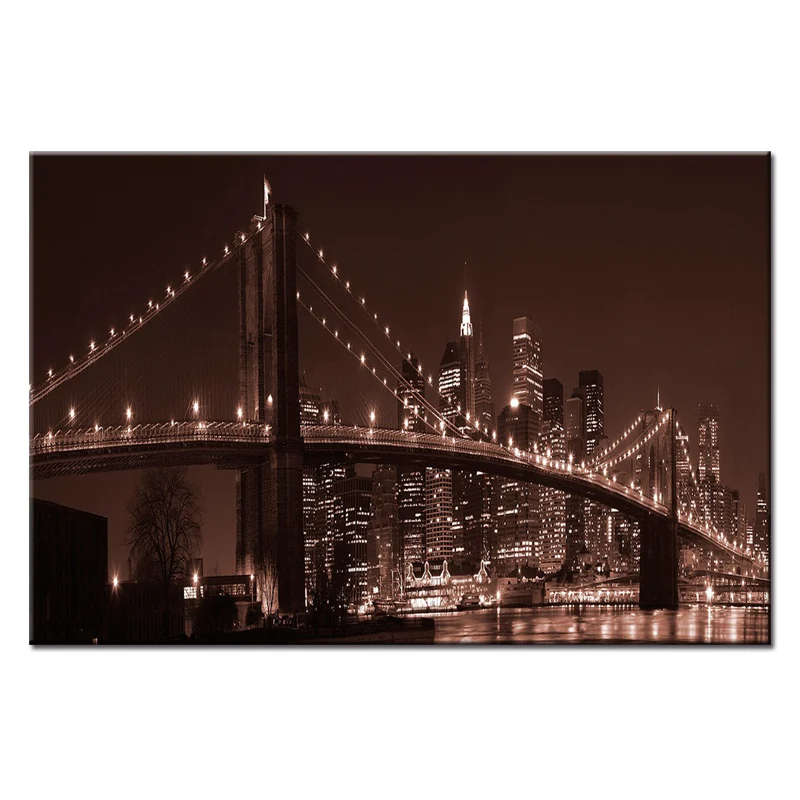 

Fashion Frame Wall Decorations 1pcs / Set Modern City night view bridge Canvas Print Artist Canvas home Decoration