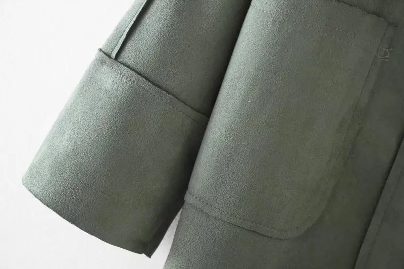 

Open Stitch Suede Trench Coat for Women Brand New Plus Size 3 XL Casual O-neck Loose Trench Outerwear KKFY739