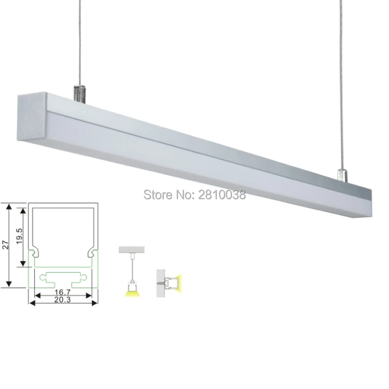 10 X 1M Sets/Lot Office lighting aluminum led channel and Square led alu profile for ceiling wall or pendant lights