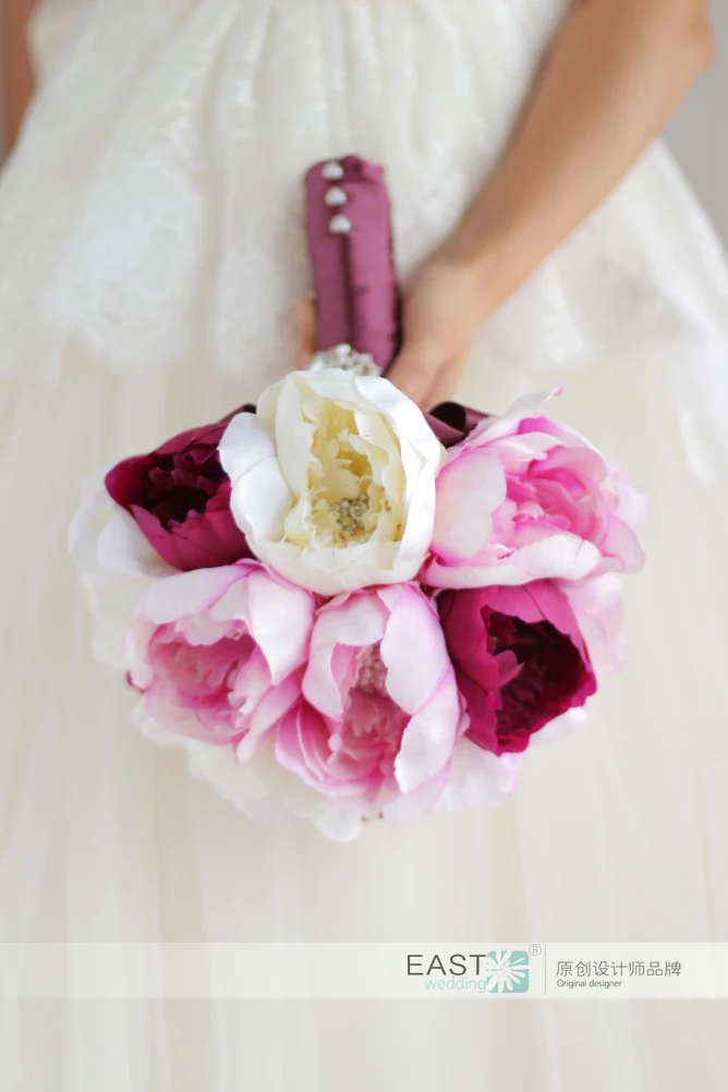 Новый простой стиль Свадебный розовый букет брошь пиона жемчужный свадебный