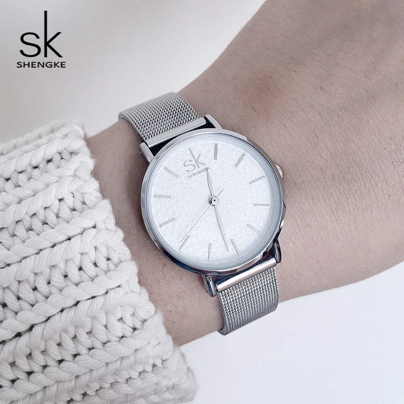 

Shengke Watches Women Top Brand Luxury Silver Stainless Steel Female Quartz Watch Reloj Mujer 2019 SK Ladies Bracelet Watches