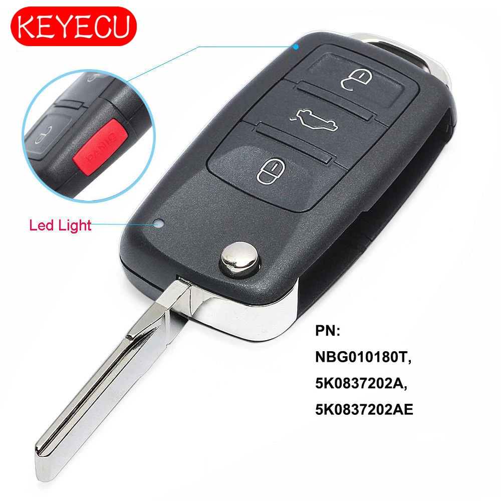 Запасной ключ KEYECU 315 МГц ID48 для Volkswagen GTI Jetta Eos Golf 2011 2016 P/N: NBG010180T 5K0837202A 5K0837202AE|Ключ от