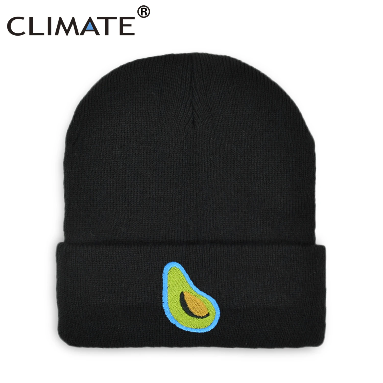 Климат Для женщин забавная Шапочка мужчин авокадо смешно зимняя шапка черный