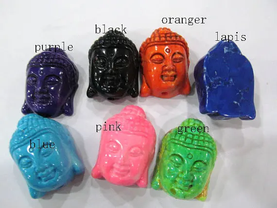 

wholesale 25x35mm 12pcs turquoise stone buddha carved turquoise blue assortment loose beads jewelry focal