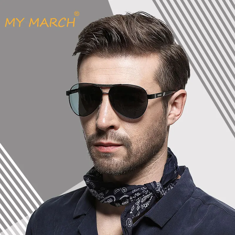 MYMARCH классические мужские солнцезащитные очки в стиле пилота металлическая