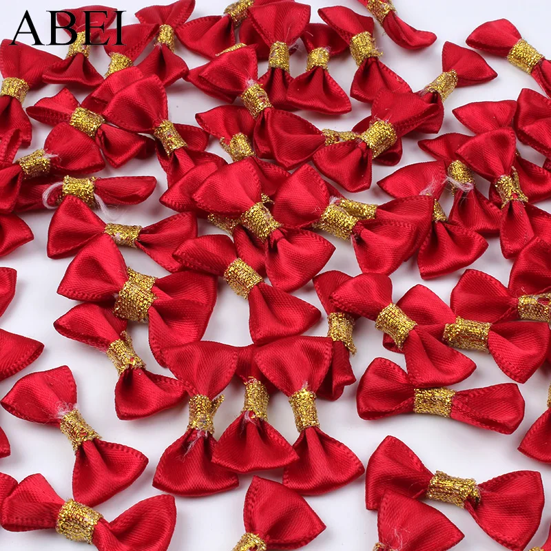 100pcs/lot Mini Bows Satin Ribbon Bow Ties For Wedding Party Scrapbook Gift Box Decoration DIY Handmade Sewing Craft Ornaments | Дом и сад