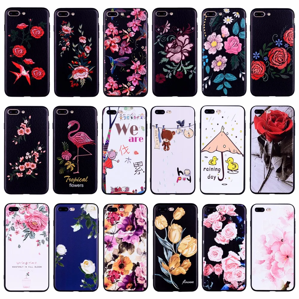 3D рельеф ретро розы силиконовый чехол для iPhone 6 S 7 8 Plus X случаях мягкий с цветочным