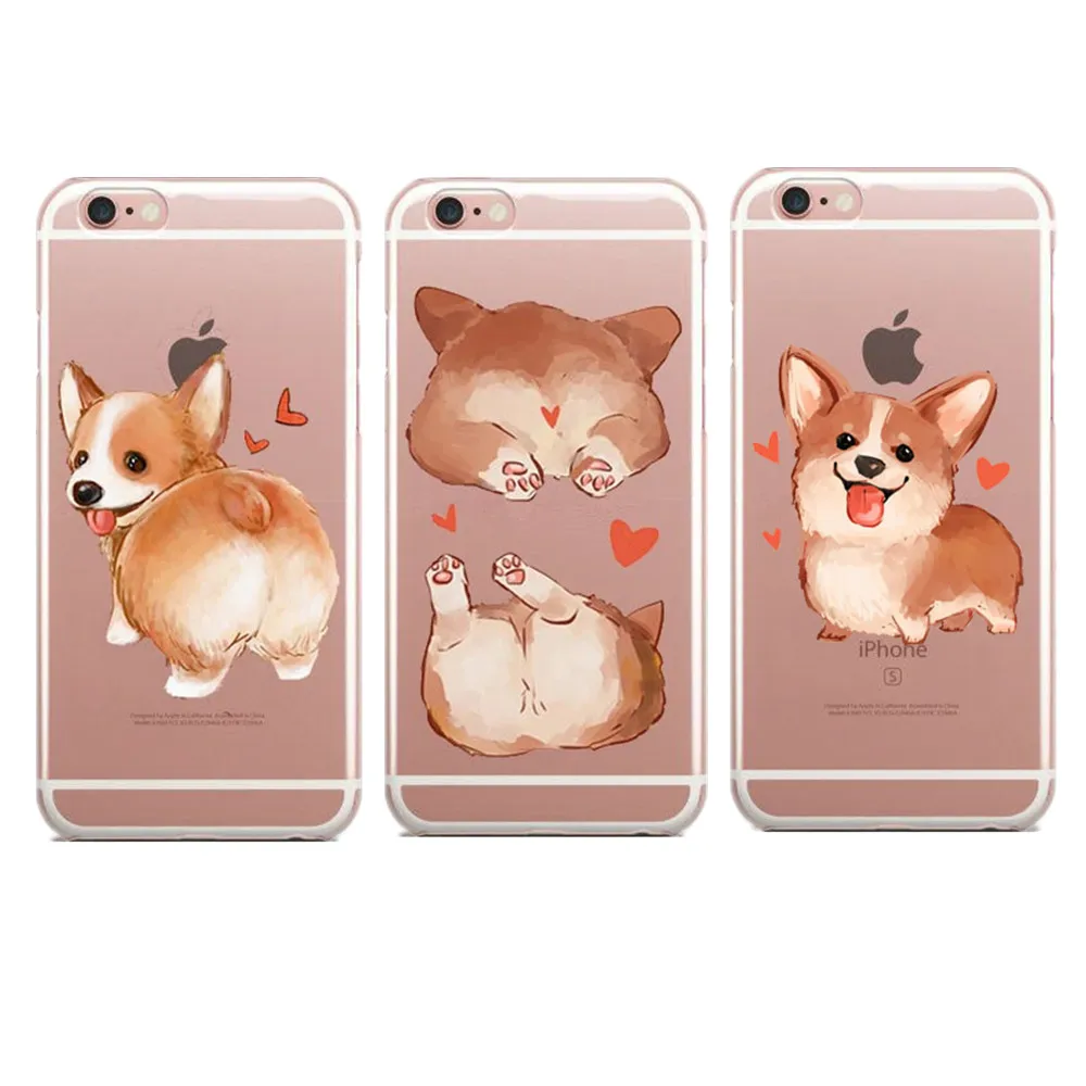 Супер милый мультфильм собака большая задница корги Роза МОПС мягкие ТПУ