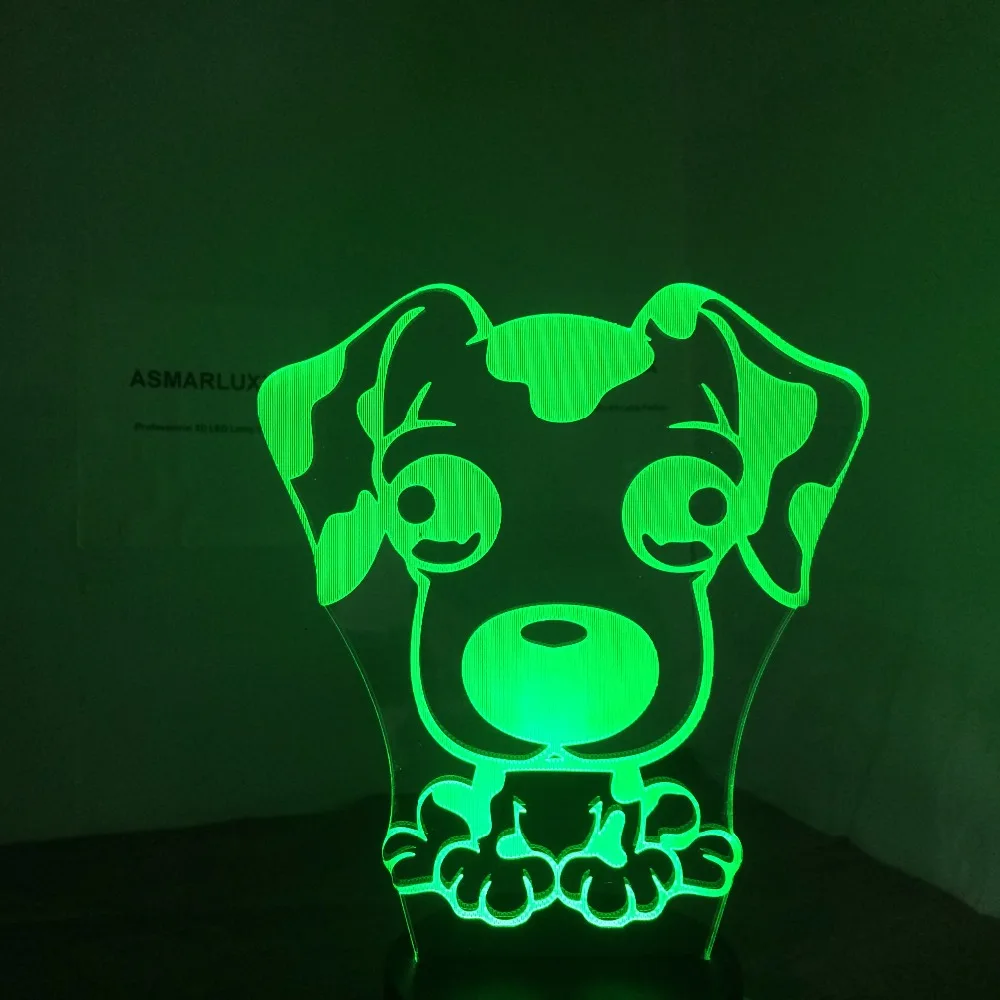 Собака мультфильм большой глаз милая собака 3D Светодиодная лампа стол красочный