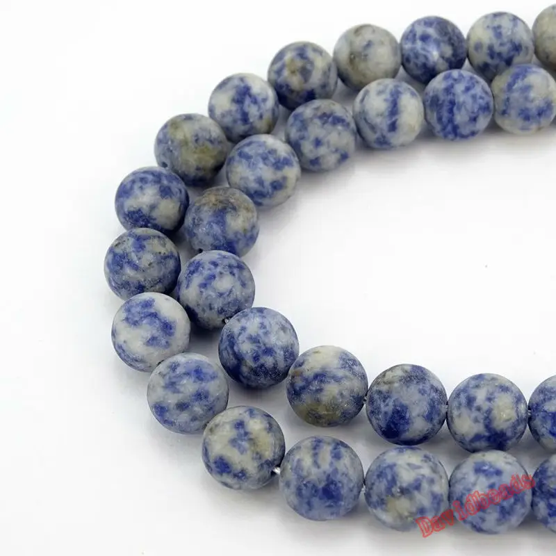 Круглые матовые Матовые шарики из натурального камня в синюю горошек свободные