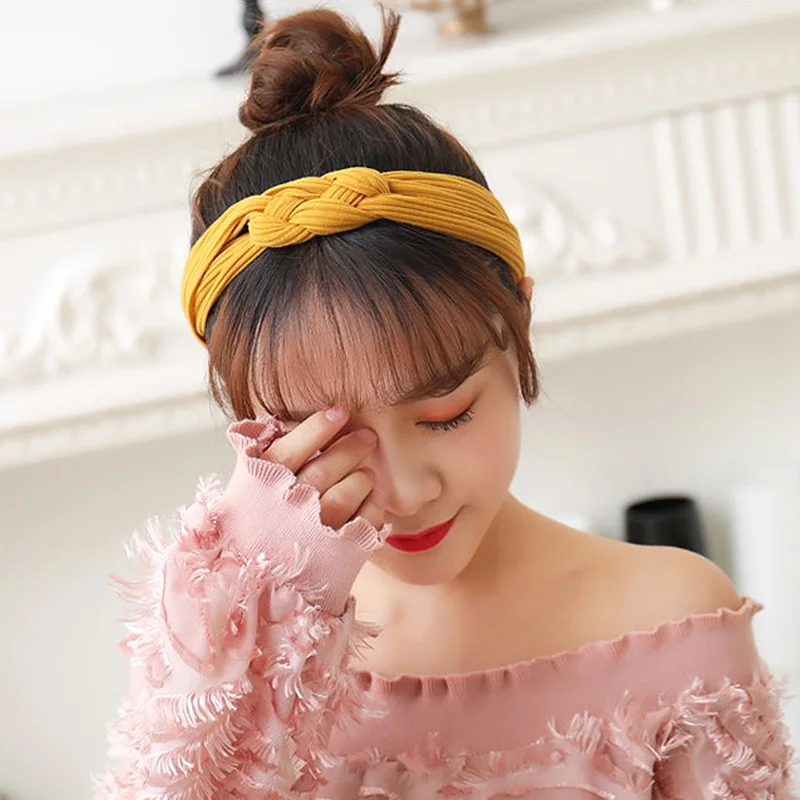 Женский Эластичный Тюрбан повязка на голову с узлом в Корейском стиле