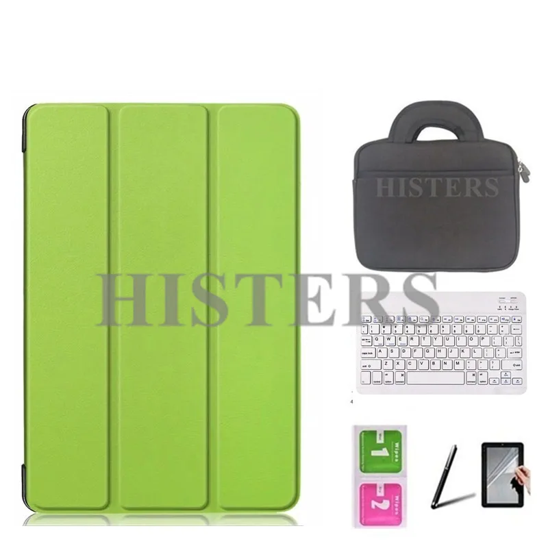 6-в-1 Для samsung Galaxy Tab A6 10,1 дюймов SM-T580 SM-T585-Printed Smart Cover чехол+ Bluetooth клавиатура+ сумка+ стилус+ Защитная пленка на экран+ влажные салфетки - Цвет: GN-WBK10
