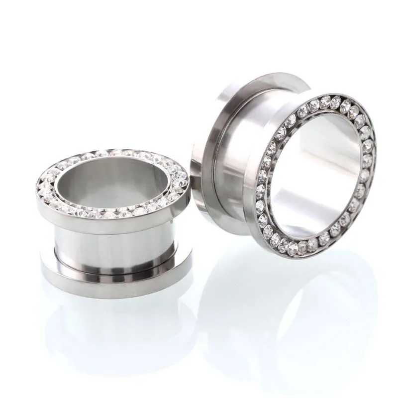 2 шт./лот туннель для ушей с кристаллами заглушки комплект растяжки ювелирных