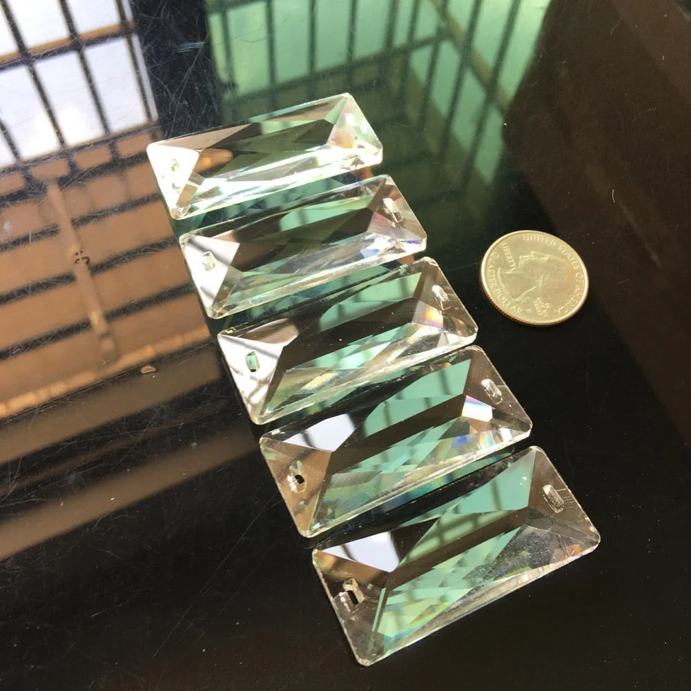 

5Pcs Crystal Pendant 2in Glass Art Rectangular Prism Chandelier Lamp Part Replace DIY Faceted