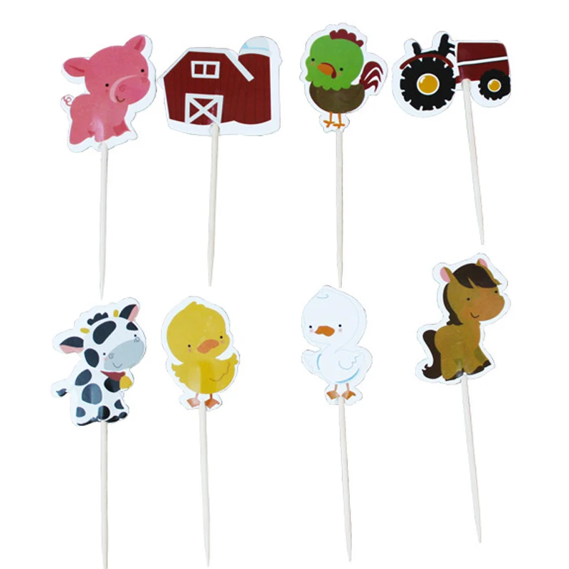 24 шт./компл. животные торт кекс Топпер зоопарк искусственные фрукты зубочистка
