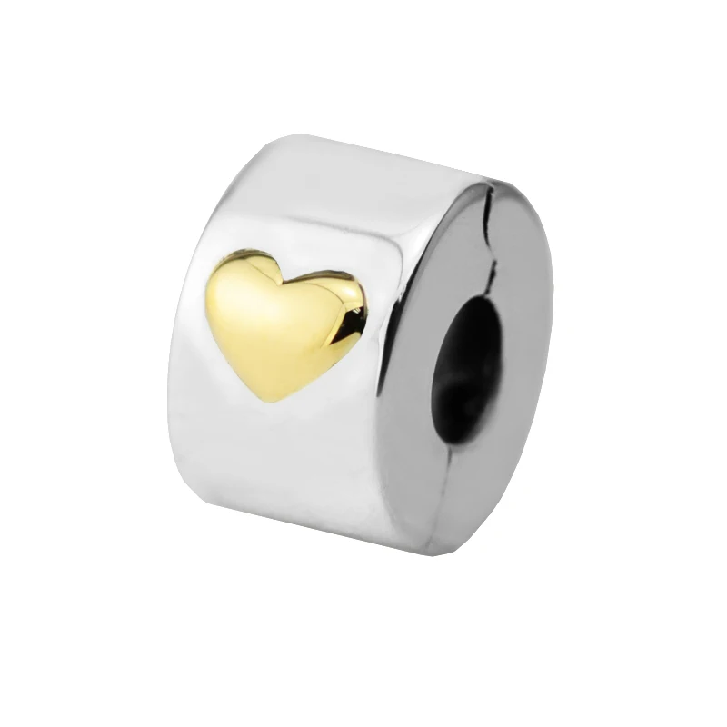 Классический браслет Pandora с бусинами на клипсе в виде сердца 14 к настоящее золото