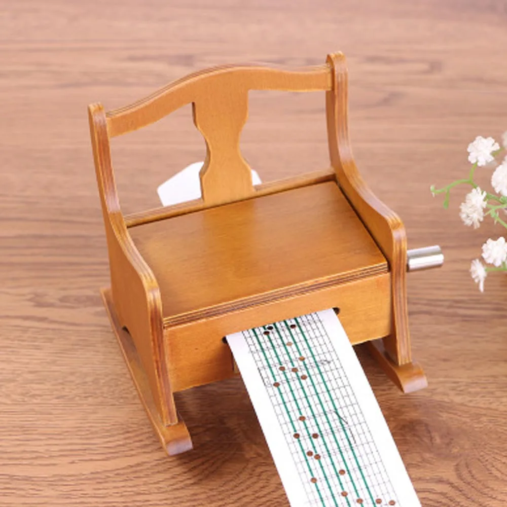 15 тон DIY ручной коленчатый деревянный стул Музыкальная шкатулка с отверстием для перфорации бумаги ленты креативные DIY деревянная музыкальная шкатулка подарки на год
