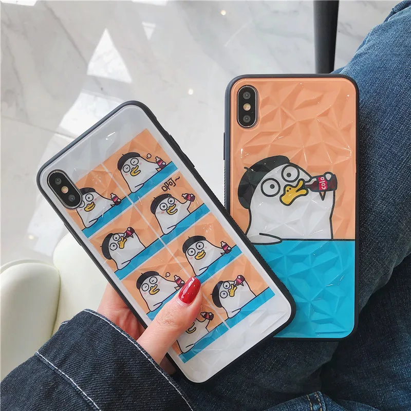 Интересный ромба сетки утенок Белый Синий чехол для телефона Apple iphone 6 6s 7 8 плюс X XS