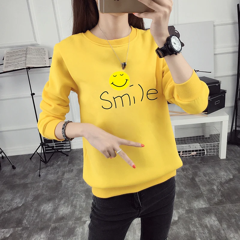 2018 корейский новый осенне-зимний женский пуловер Толстовка пальто Kawaii Smile Expression