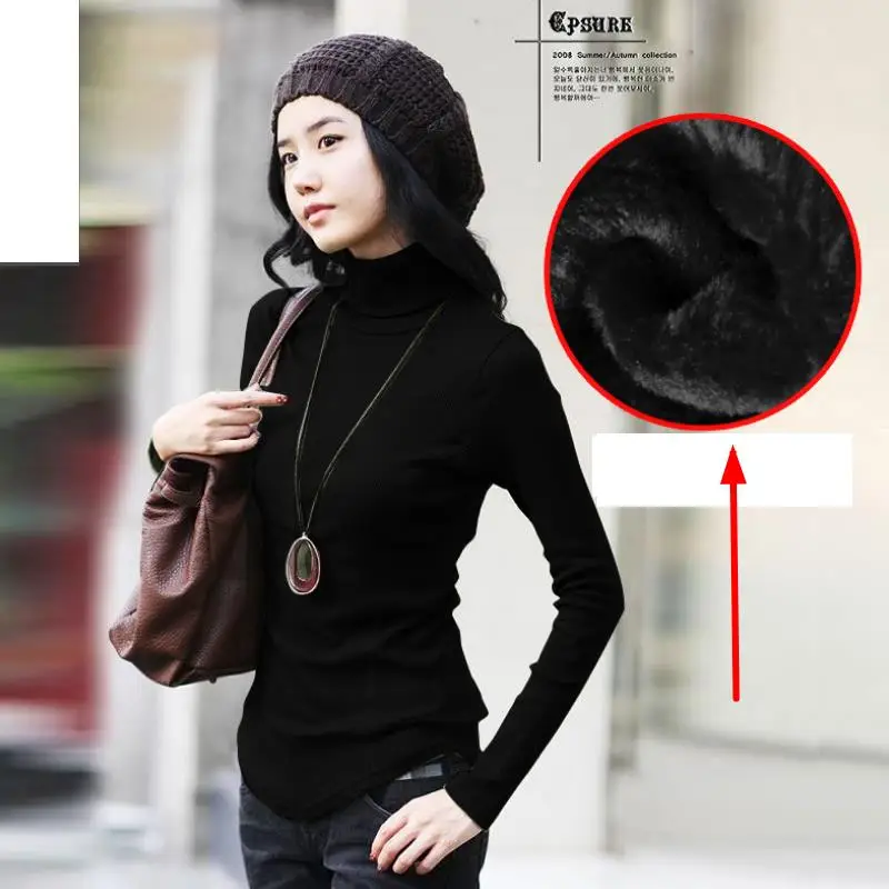 

Winter Velvet Thickened Cashmere Sweater Female Solid Color Turtleneck Long-Sleeved Knitted Soft Warm Wool Pullovers