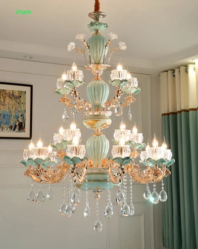 18 lights chandelier Роскошные современные люстры канделябры пятнистости Стекло абажур цветок люстра Французский хрустальная люстра светильник номер подвесная люстра в гостинную люстра для детской люстра потолочная винтаж люстра с пультом - Цвет абажура: 18 lights chandelier