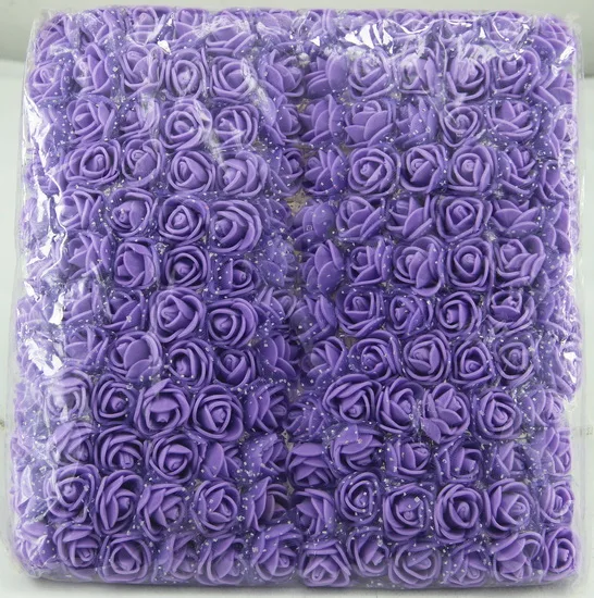 purple 144 шт./пакет искусственный цветок миниатюрная роза из пеноматериала 2 см Свадебный букет невесты Роза для украшения с мишкой Тедди домашняя занавеска из подручного материала - Цвет: purple