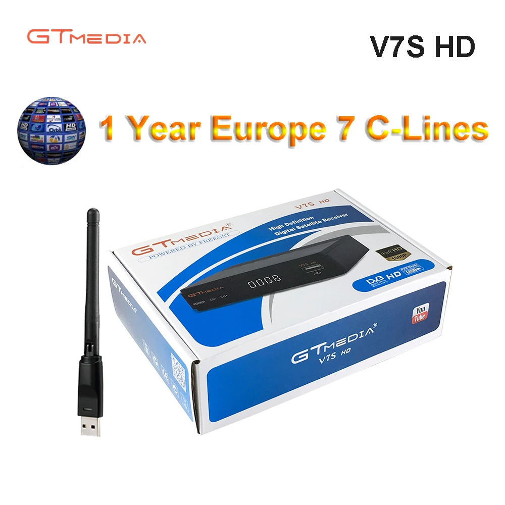 Freesat V7S HD спутниковый ТВ приемник с 1 год CCCams Испания Германия Португалия PowerVu Biss WiFi