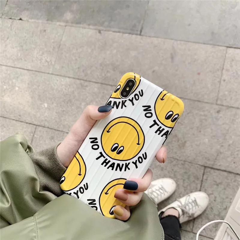 Surface luggage smiley phone case For iphone XS MAX XR X luxury TPU soft shell glossy 6 6s 7 8plus back cover |
