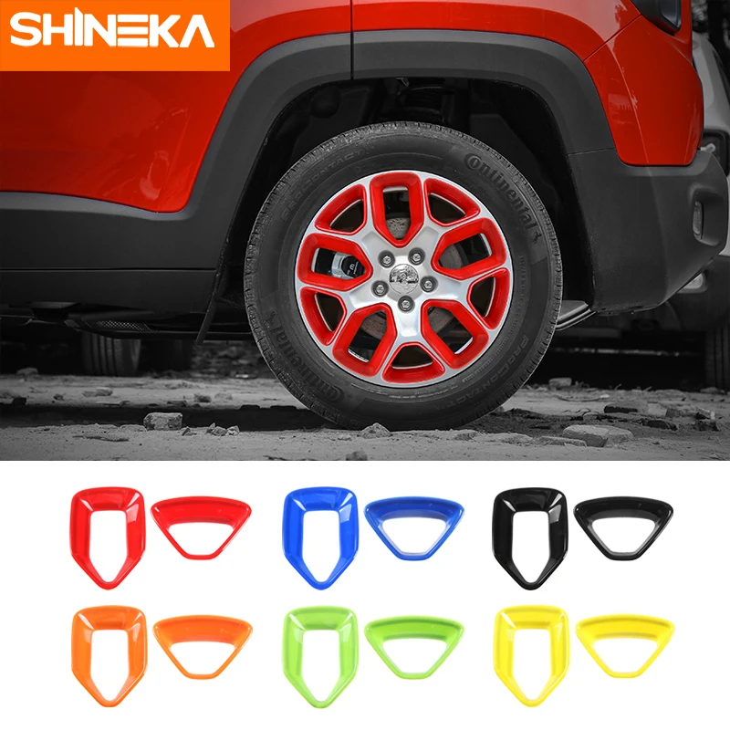 

SHINEKA ABS Car Wheel Hub Cover Decoration Cover Frame Stickers For Jeep Renegade 2016-2017 Exterior Car Styling Accessories