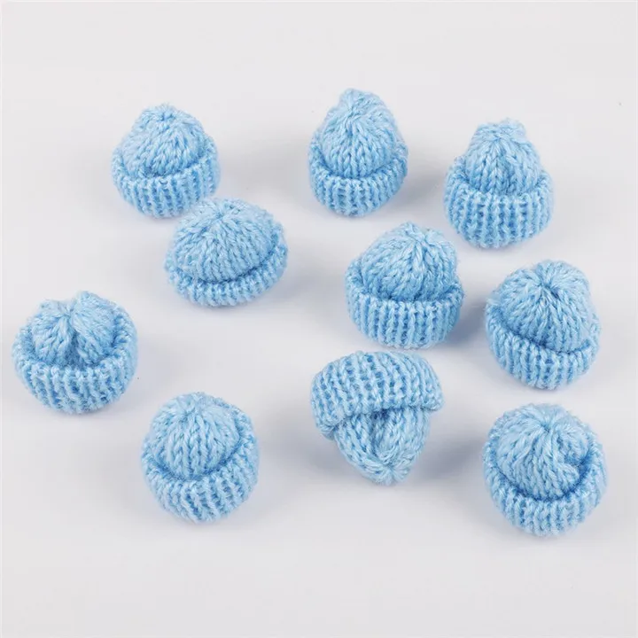 Light blue Mini Hats 10 шт цветные вязаные мини-шляпы DIY ремесленные принадлежности головные уборы одежда игрушки куклы Декор Детские ручные Скрапбукинг искусство маленькие шапки - Цвет: Light blue Mini Hats