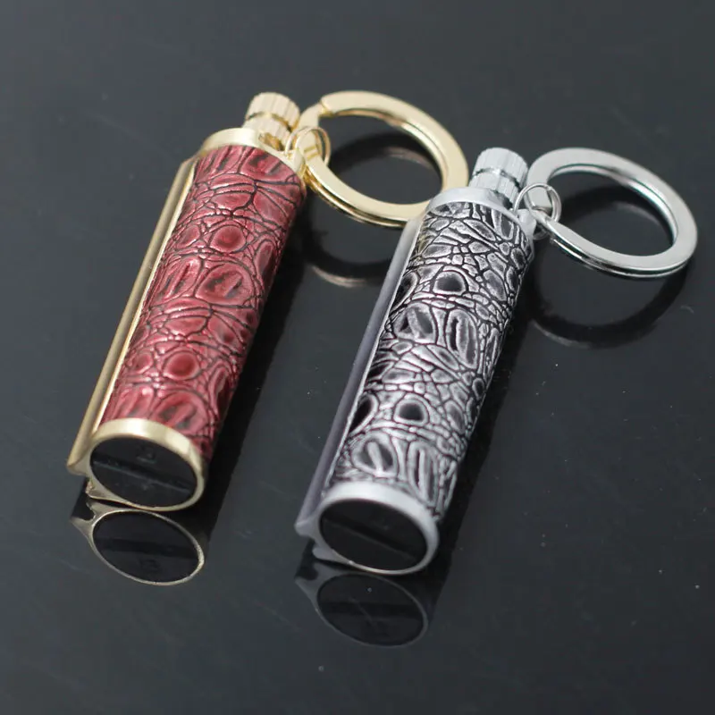 Мини-зажигалка для масла, красный, золотой, кожаный фонарь, керосин, зажигалка, Постоянный Миллион спичек, зажигалки, сигареты, брелок для ключей