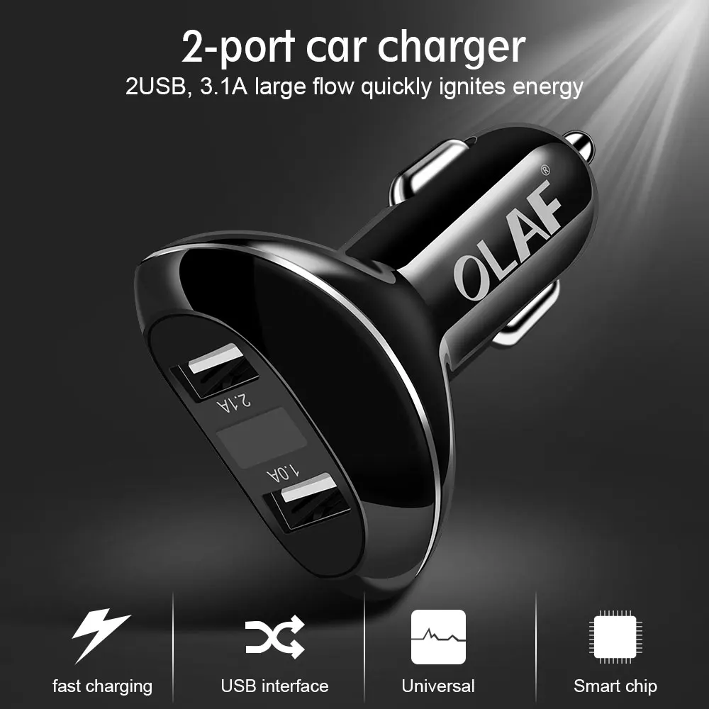 Олаф 2 USB Выход автомобиля Зарядное устройство 3.1A Макс (в режиме реального)