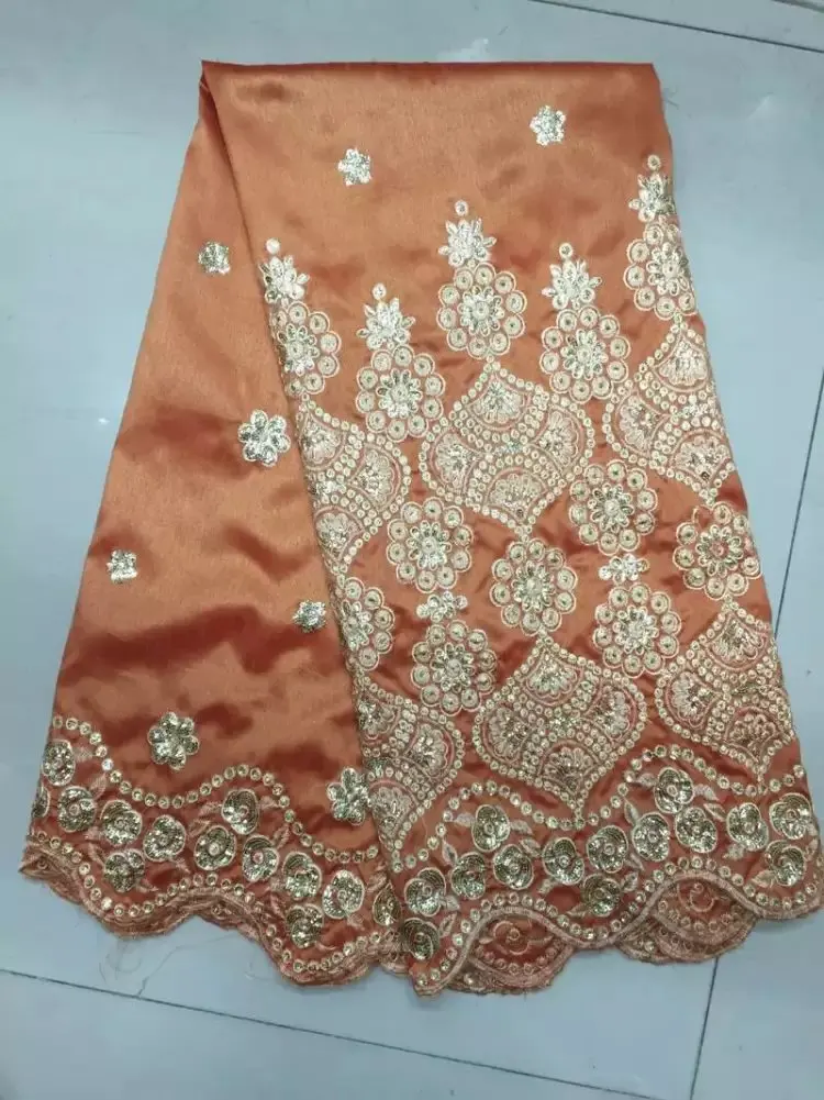 

High Quality 5 Color African George B8G7-1 Nigerian George Lace Fabric With Sequins For Wedding Party Dresses 5yards