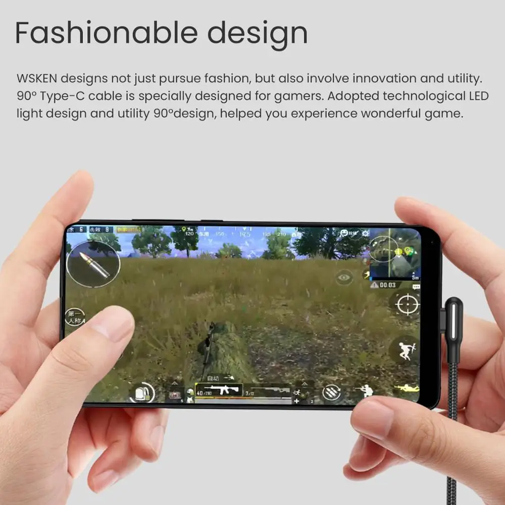 Wsken 3 м usb type C Быстрая зарядка c кабель для передачи данных зарядное устройство Android
