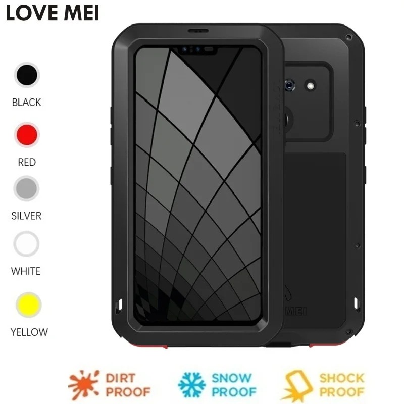 

Love Mei Powerful case For LG G8 G8 ThinQ 2 rear cameras Anti-knocked Aluminum/Metal Gorilla Toughened Glass phone cover