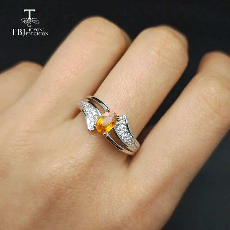 TBJ натуральный желтый сапфир овальной огранки 4*6 мм 0.5ct кольцо с драгоценными