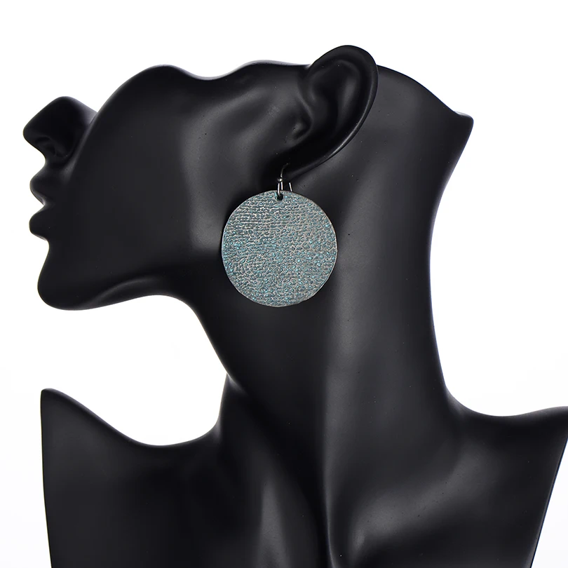 Chic Retro Big Alloy Round Drop Earrings For Women Statement Jewelry Vintage Geometric Shape Silver Color Europe Earring Hot | Украшения и