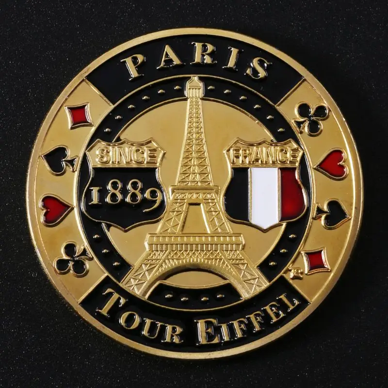 Париж Эйфелева башня чипы памятная монета позолоченная сувенирная
