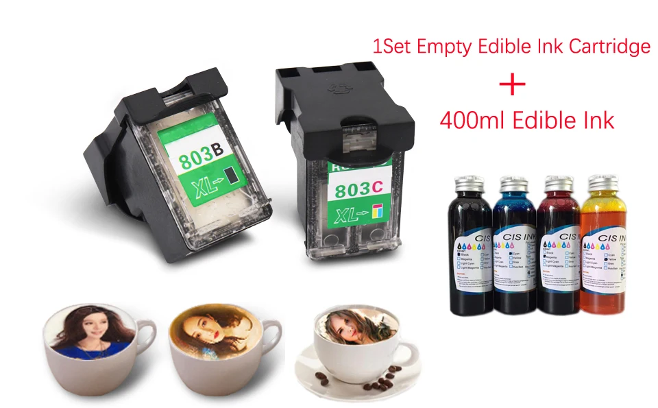 

einkshop Empty Edible Ink Cartridge +400ml Edible Ink For Food Printer Coffee Printer for Epson Hp Inkjet Printers