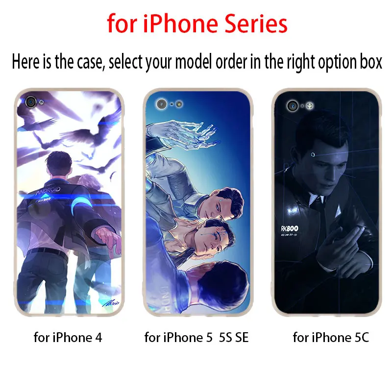 Detroit стать человека RK800 Коннор мягкий чехол для iPhone 12 11 Pro X XS Max XR 8 7 6 Plus 5s SE 2020 S 1 мини