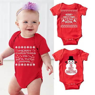 Рождественский комбинезон для новорожденных девочек и мальчиков Боди с