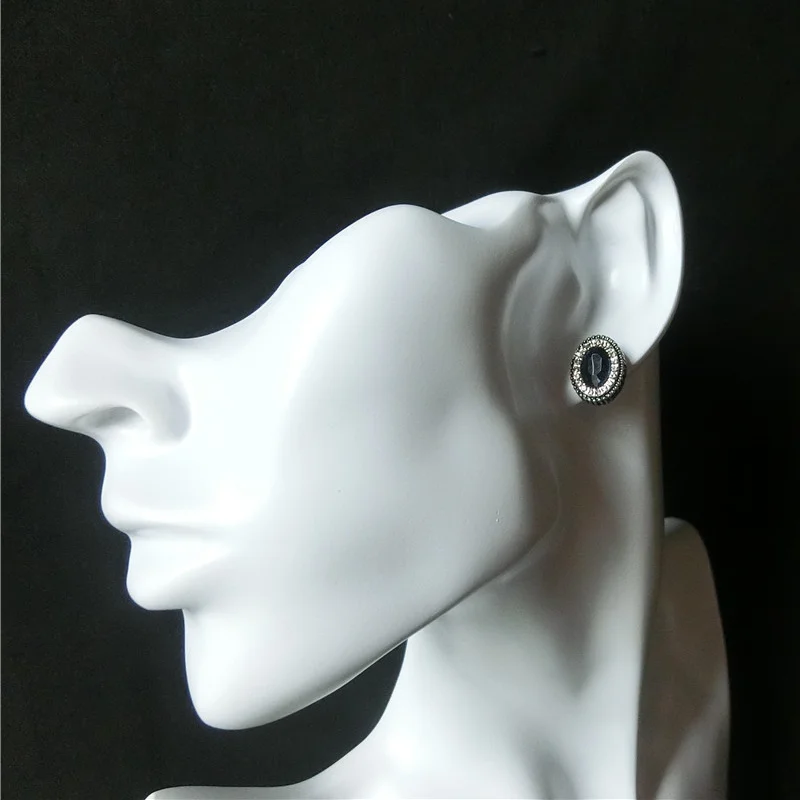 Двойной коты серьги для женщин геометрический сова синий Винтаж модные дешевые