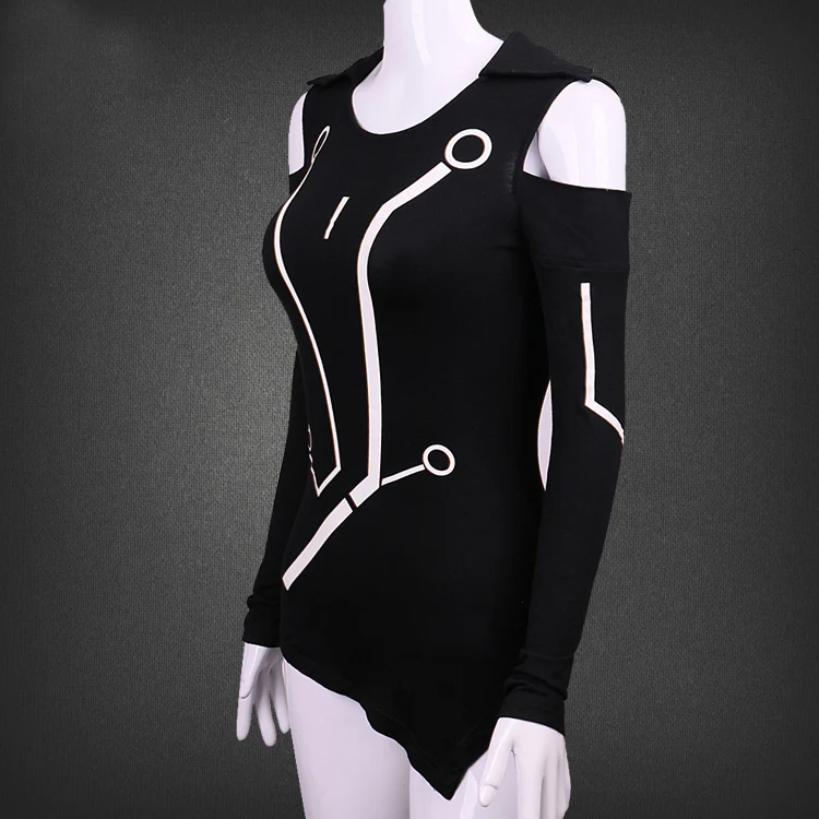 CostumeBuy Tron: Legacy Quorra костюмы для косплея для взрослых женская черная рубашка с длинным рукавом Хэллоуин Карнавальный Костюм