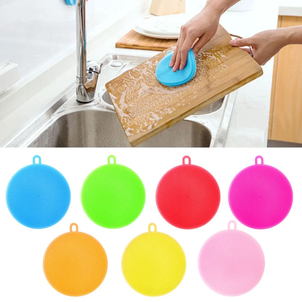 ANENG Kitchen Cleaning Tool Round Silicone Brush Clean Dish Bowl Pot Pan Scouring Pad |