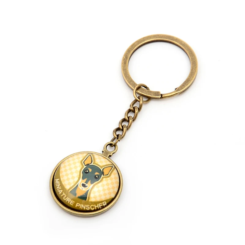 Миниатюрный брелок Pinscher металлическая цепь для ключей с щенком мужчин и женщин
