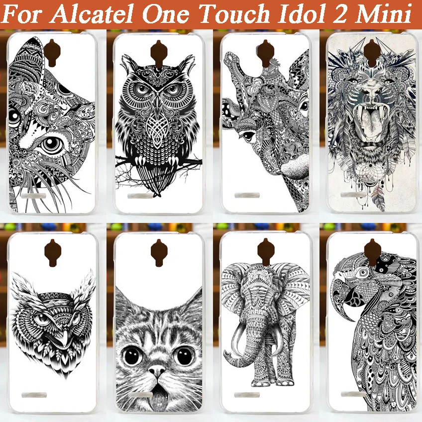DIY Модный чехол с 3d рисунком черно белых животных для Alcatel One Touch Idol 2 Mini 6016 6016D 6016A 6016E